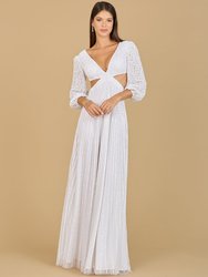 Lara 51119 - Long Sleeve Cut Out Wedding Dress