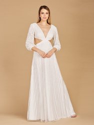 Lara 51119 - Long Sleeve Cut Out Wedding Dress - Ivory