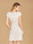 V-Neck Beaded Bridal Mini Dress With Cap Sleeves