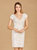 V-Neck Beaded Bridal Mini Dress With Cap Sleeves - Ivory