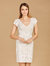 V-Neck Beaded Bridal Mini Dress With Cap Sleeves - Ivory