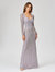 V Neck Beaded Long Sleeve Dress - Lilac