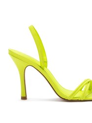 Annie Sandal In Lemon Satin - Lemon