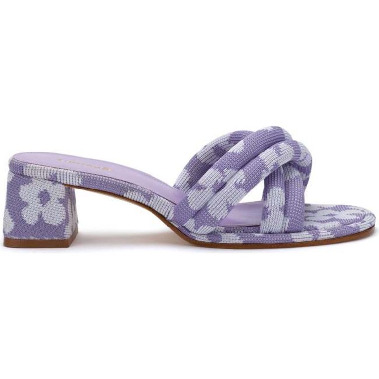 Mule In Lilac Floral Knit Sandal - Lilac