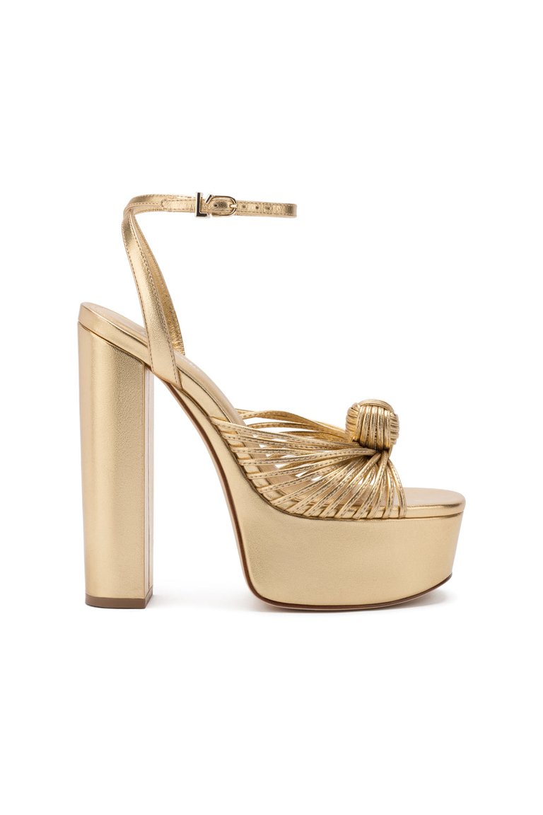 Valerie Platform Sandal In Gold Metallic Leather - Gold Metallic