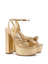 Valerie Platform Sandal In Gold Metallic Leather