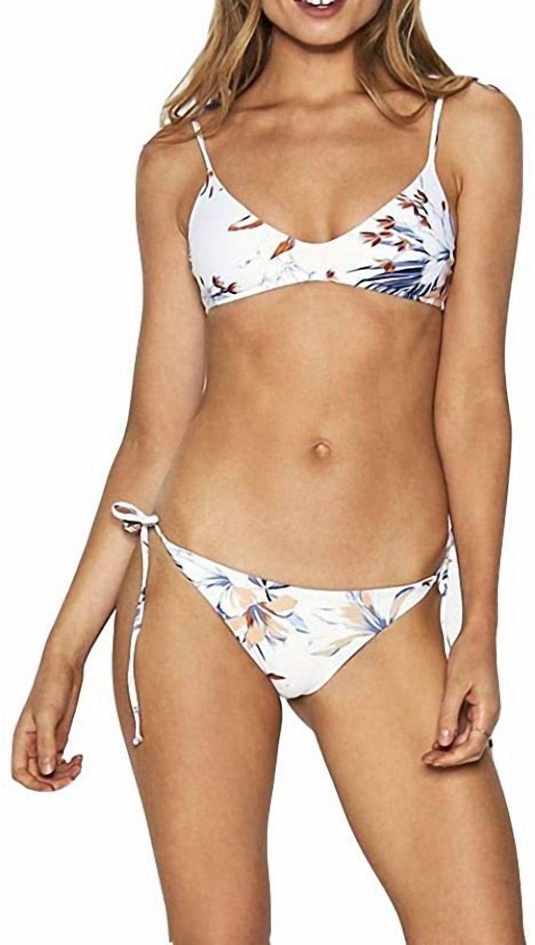 Lily Itsy Seamless Fit Tie Strap Bikini Bottom Swimsuit - Bird Of Paradise White