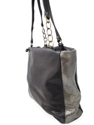 Milena Black Leather Shopper Bag