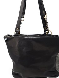 Milena Black Leather Shopper Bag - Black