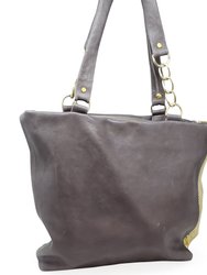 Milena Grey/Gold Leather Shopper Bag