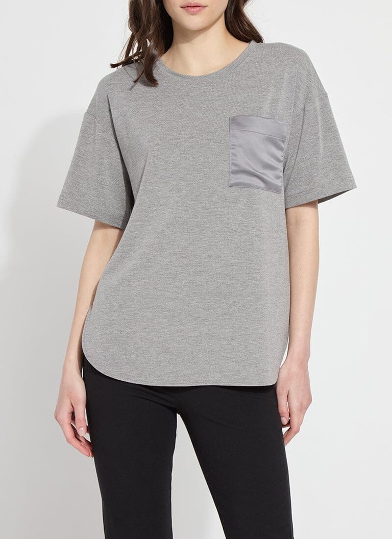 Jazmin Mix Media Top - Heather Grey