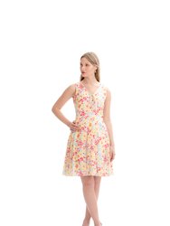 Ninaa Cotton Dress - Yellow/Red (Multicolor Floral Print)