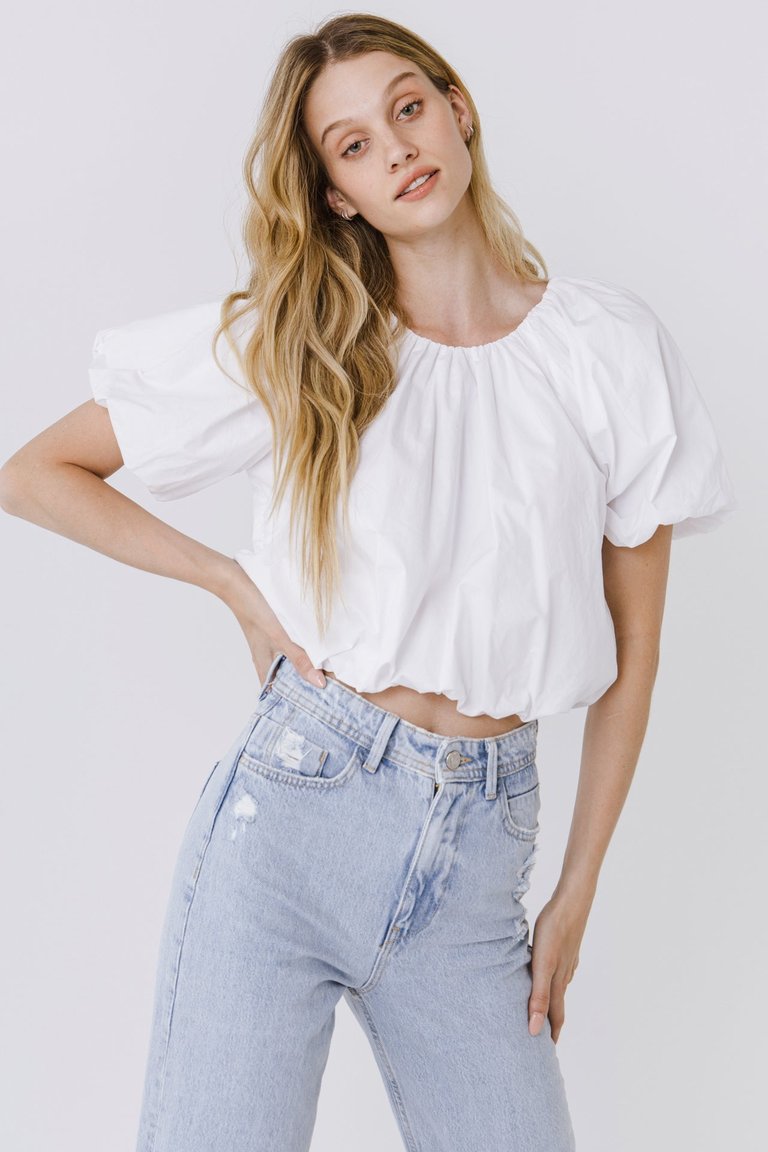 Balloon Sleeve Blouse - White