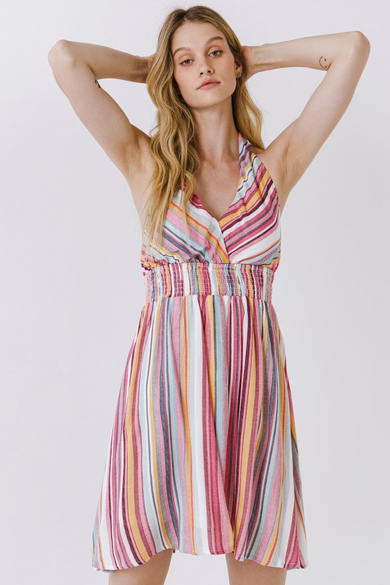 Lv-halter Striped Dress - Multi