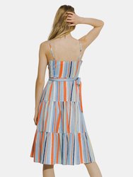 Multi Stripe Tiered Dress