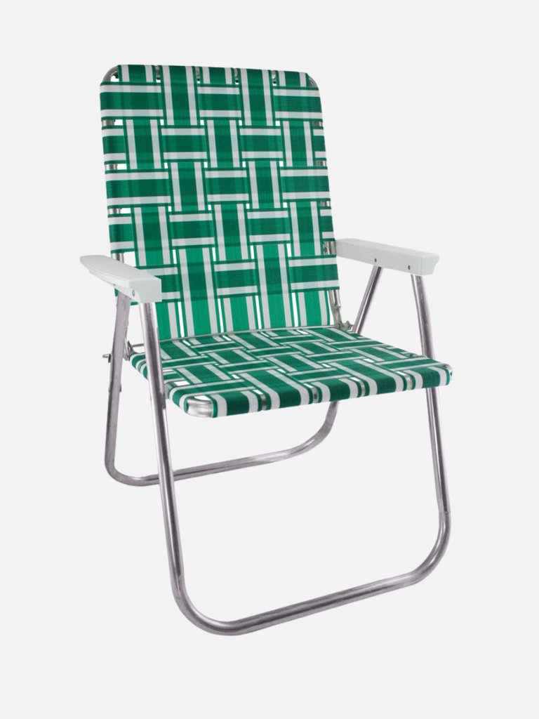 Green And White Stripe Classic Lawn Chair - Green And White