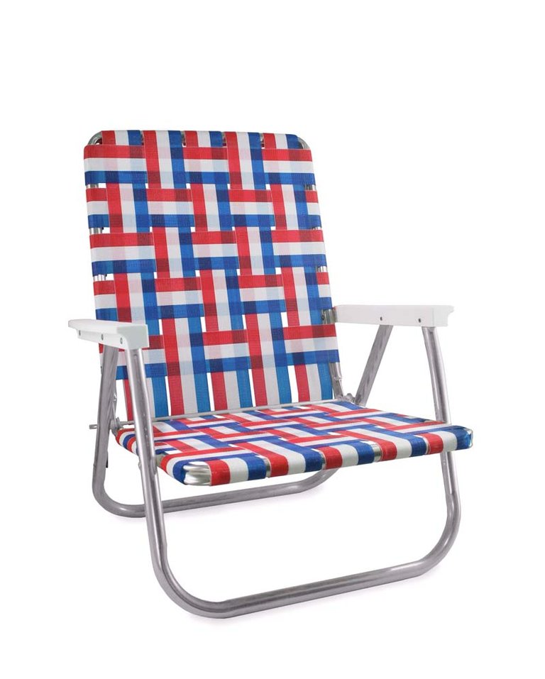 Old Glory High Back Beach Chair With White Arms