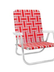 Red And White Stripe Beach Chair - Red and White