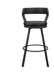 Avignon 40.5 in. Mottled Silver Low Back Metal Frame Swivel Bar Stool with Faux Leather Seat (Set of 2)