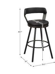 Avignon 40.5 in. Mottled Silver Low Back Metal Frame Swivel Bar Stool with Faux Leather Seat (Set of 2)