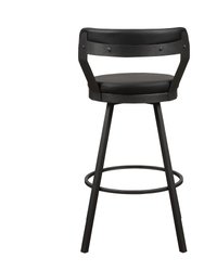 Avignon 40.5 in. Mottled Silver Low Back Metal Frame Swivel Bar Stool with Faux Leather Seat (Set of 2)