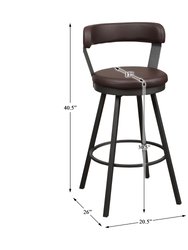 Avignon 40.5 in. Mottled Silver Low Back Metal Frame Swivel Bar Stool with Faux Leather Seat (Set of 2)