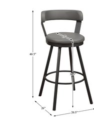 Avignon 40.5 in. Mottled Silver Low Back Metal Frame Swivel Bar Stool with Faux Leather Seat (Set of 2)