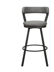 Avignon 40.5 in. Mottled Silver Low Back Metal Frame Swivel Bar Stool with Faux Leather Seat (Set of 2)