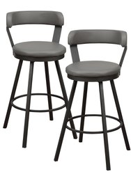 Avignon 40.5 in. Mottled Silver Low Back Metal Frame Swivel Bar Stool with Faux Leather Seat (Set of 2) - Mottled Silver and Gray