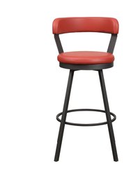 Avignon 40.5 in. Mottled Silver Low Back Metal Frame Swivel Bar Stool with Faux Leather Seat (Set of 2)