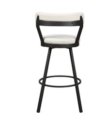 Avignon 40.5 in. Mottled Silver Low Back Metal Frame Swivel Bar Stool with Faux Leather Seat (Set of 2)