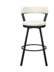 Avignon 40.5 in. Mottled Silver Low Back Metal Frame Swivel Bar Stool with Faux Leather Seat (Set of 2)