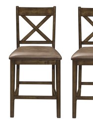 Bladwyn 41.5" Brown Full Back Wood Frame Bar Stool With Fabric Seat (Set of 2) - Brown