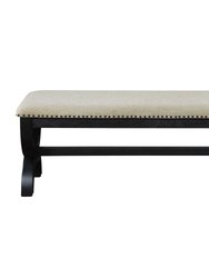 Blanche Brown Wood Frame Black With Fabric Upholstered Cushion Seat Bench - Brown