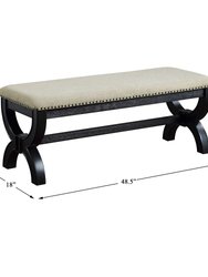 Blanche Brown Wood Frame Black With Fabric Upholstered Cushion Seat Bench