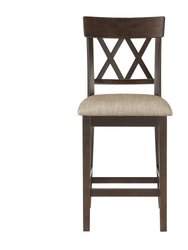 Carlow 42 in. Full Back Wood Frame Bar Stool With Double Cross Back Fabric Seat (Set of 2)