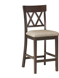 Carlow 42 in. Full Back Wood Frame Bar Stool With Double Cross Back Fabric Seat (Set of 2)