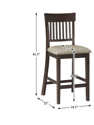 Carlow 42.5 in. Dark Brown Full Back Wood Frame Bar Stool With Slat Back Fabric Seat (Set of 2)