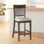 Carlow 42.5 in. Dark Brown Full Back Wood Frame Bar Stool With Slat Back Fabric Seat (Set of 2)