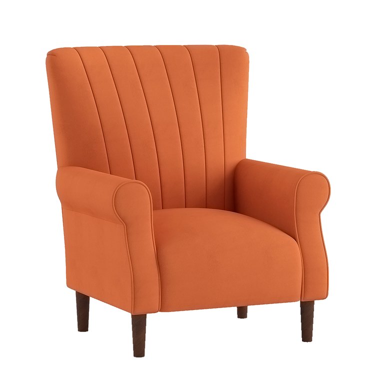 Carlson Velvet Club Channel Tufted Back Accent Chair