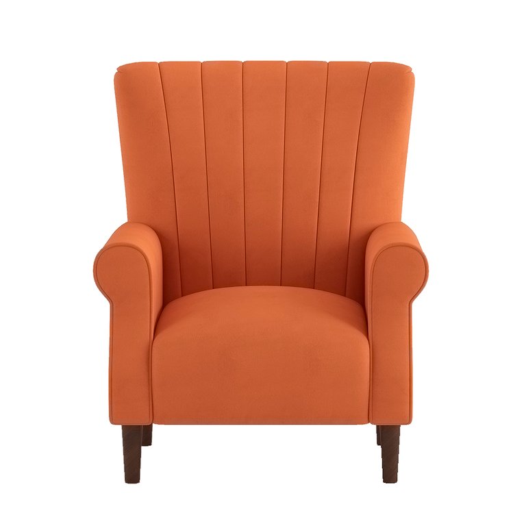 Carlson Velvet Club Channel Tufted Back Accent Chair - Orange