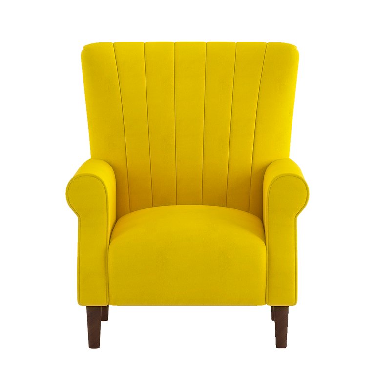 Carlson Velvet Club Channel Tufted Back Accent Chair - Yellow
