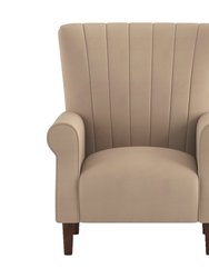 Carlson Velvet Club Channel Tufted Back Accent Chair - Brown