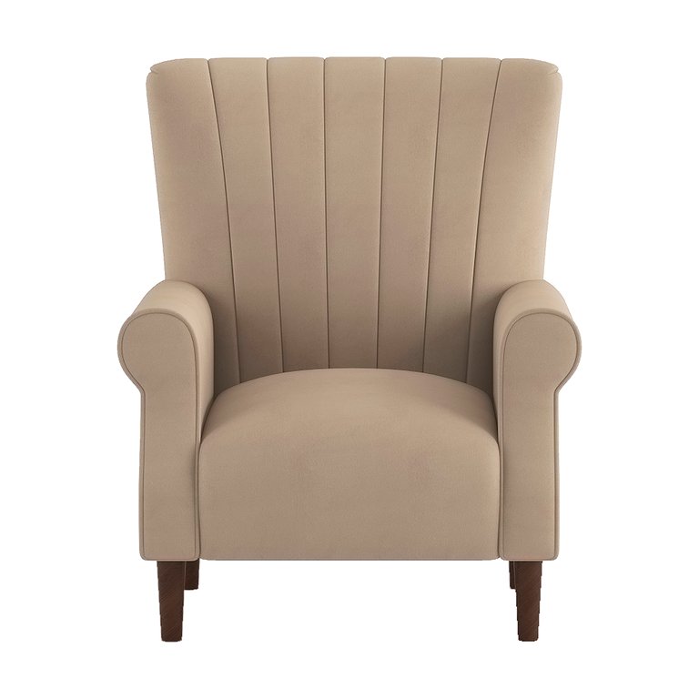 Carlson Velvet Club Channel Tufted Back Accent Chair - Brown