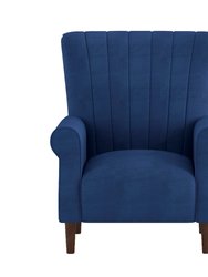 Carlson Velvet Club Channel Tufted Back Accent Chair - Navy Blue