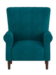 Carlson Velvet Club Channel Tufted Back Accent Chair - Teal