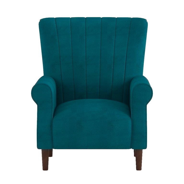 Carlson Velvet Club Channel Tufted Back Accent Chair - Teal