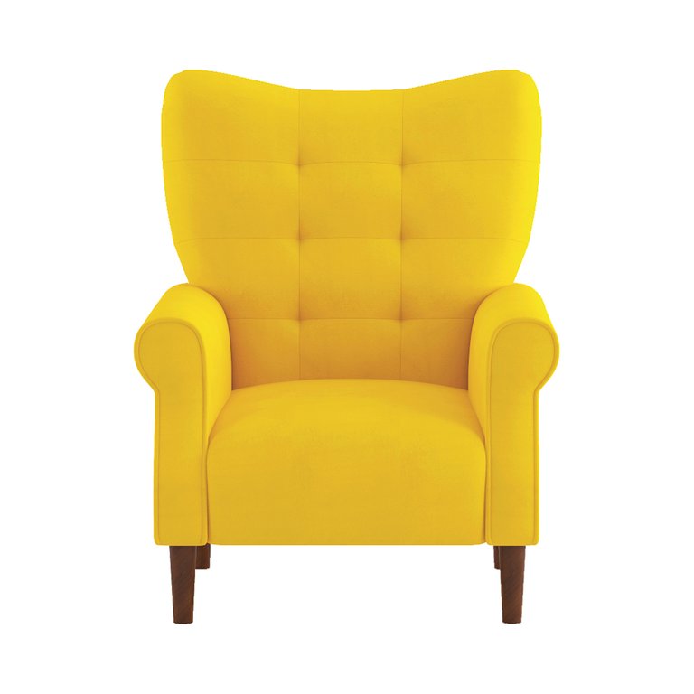 Cecily Velvet Tufted Back Club Accent Chair - Yellow