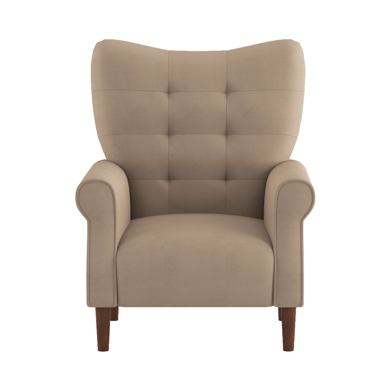 Cecily Velvet Tufted Back Club Accent Chair - Brown