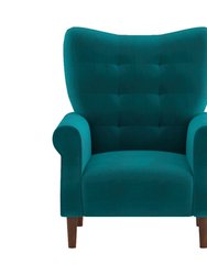 Cecily Velvet Tufted Back Club Accent Chair - Teal